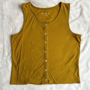 Everlane Selfie Button Tank Yellow Womens Size M